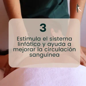 Masaje relajante que estimula circulación sanguínea y sistema linfático.